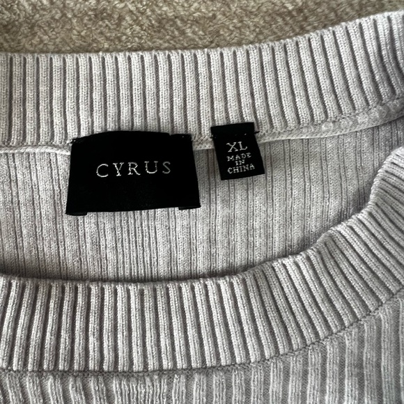 Cyrus Light Gray Ribbed Crew Neck Sweater - Picture 2 of 4